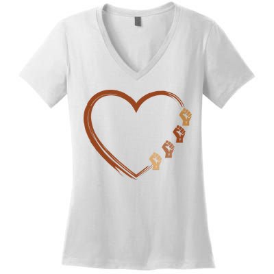 Black History Diversity Heart Women's V-Neck T-Shirt