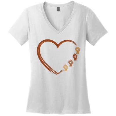 Black History Diversity Heart Women's V-Neck T-Shirt