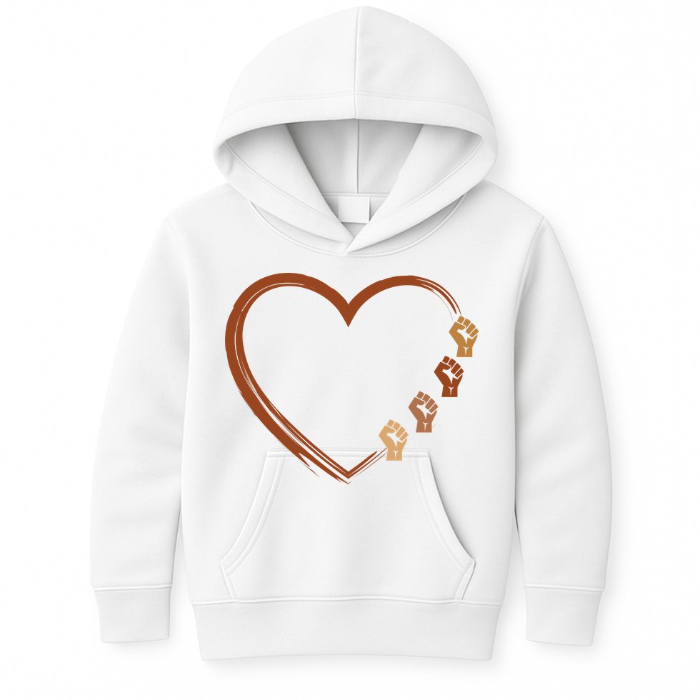 Black History Diversity Heart Kids Hoodie