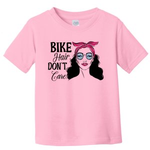 Biker Hair Don't Care Gift For Bike Lovers Messy Bun Cool Gift Toddler T-Shirt