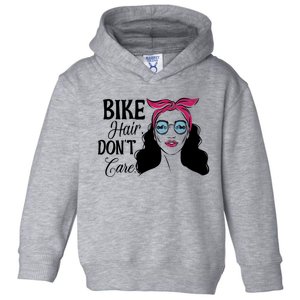 Biker Hair Don't Care Gift For Bike Lovers Messy Bun Cool Gift Toddler Hoodie