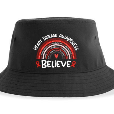 Believe Heart Disease Awareness Month Gift Heart Disease Gift Sustainable Bucket Hat