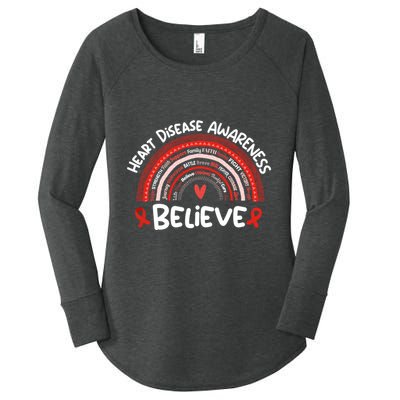 Believe Heart Disease Awareness Month Gift Heart Disease Gift Women's Perfect Tri Tunic Long Sleeve Shirt
