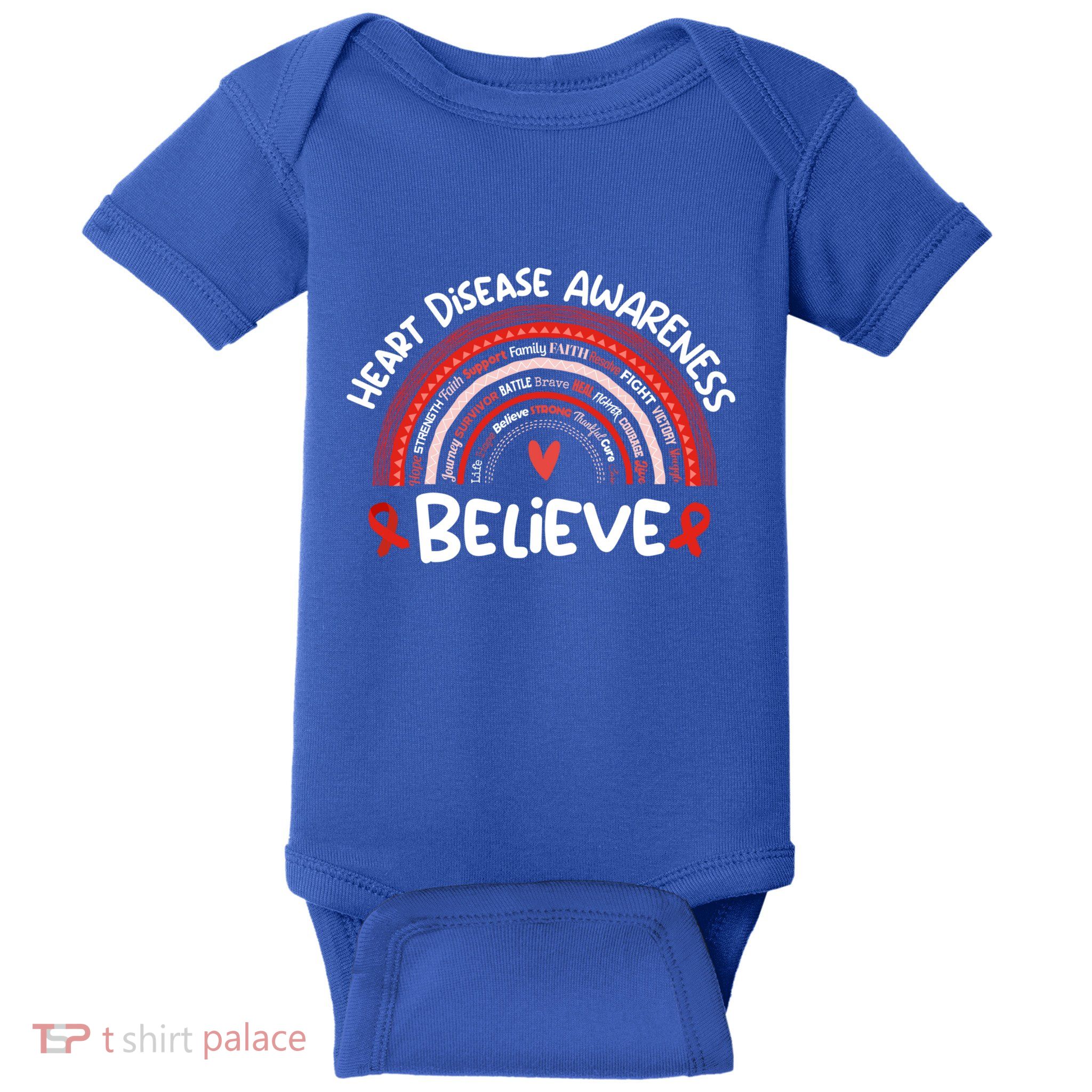 Believe Heart Disease Awareness Month Gift Heart Disease Gift Baby Bodysuit
