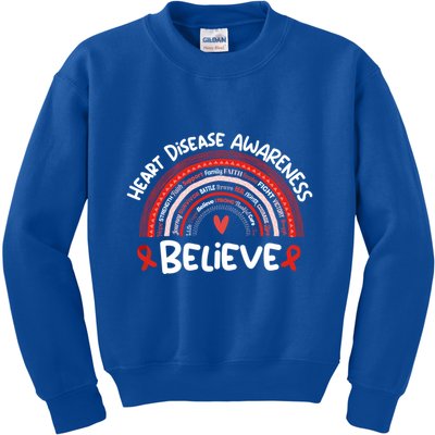 Believe Heart Disease Awareness Month Gift Heart Disease Gift Kids Sweatshirt