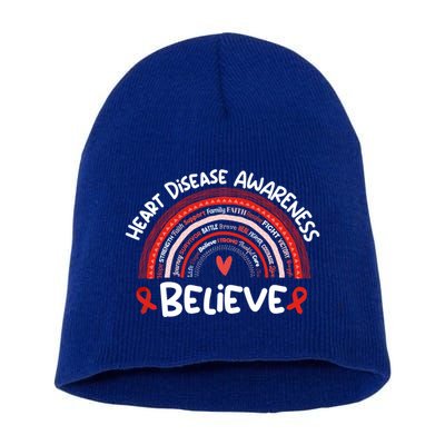 Believe Heart Disease Awareness Month Gift Heart Disease Gift Short Acrylic Beanie