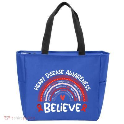 Believe Heart Disease Awareness Month Gift Heart Disease Gift Zip Tote Bag