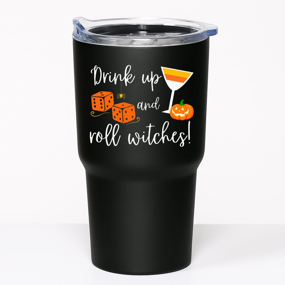Bunco Halloween Drink Up and Roll Witches Tumbler