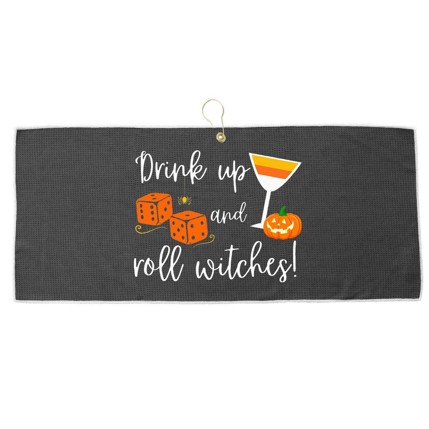 Bunco Halloween Drink Up and Roll Witches Large Microfiber Waffle Golf Towel