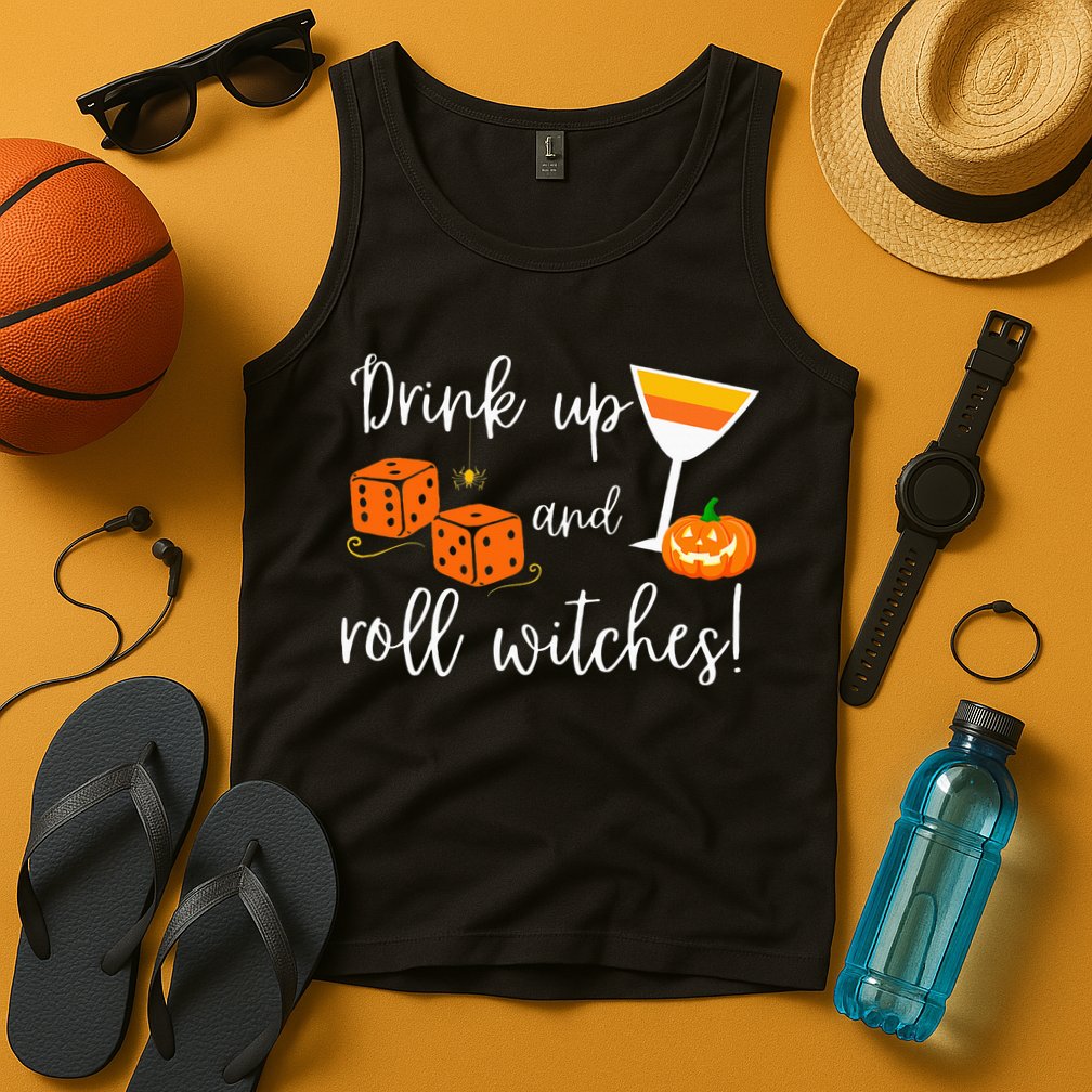Bunco Halloween Drink Up and Roll Witches Tank Top
