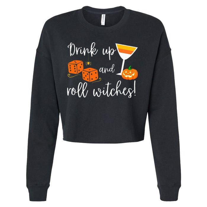 Bunco Halloween Drink Up and Roll Witches Cropped Pullover Crew