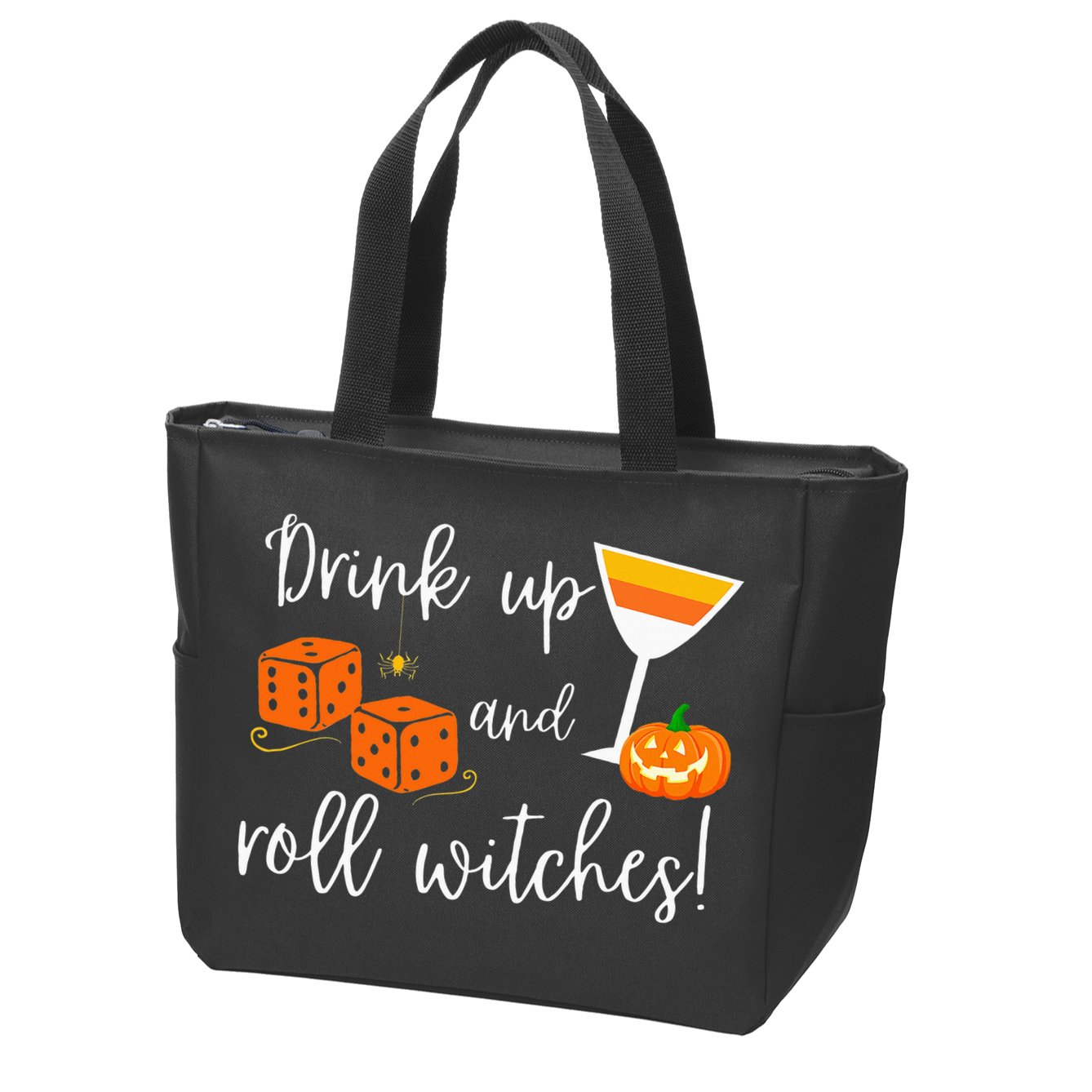 Bunco Halloween Drink Up and Roll Witches Zip Tote Bag