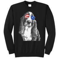 Basset Hound Dog Sunglasses Flag American 4th Of July Funny Sweatshirt