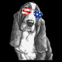 Basset Hound Dog Sunglasses Flag American 4th Of July Funny 16 in Basic Backpack