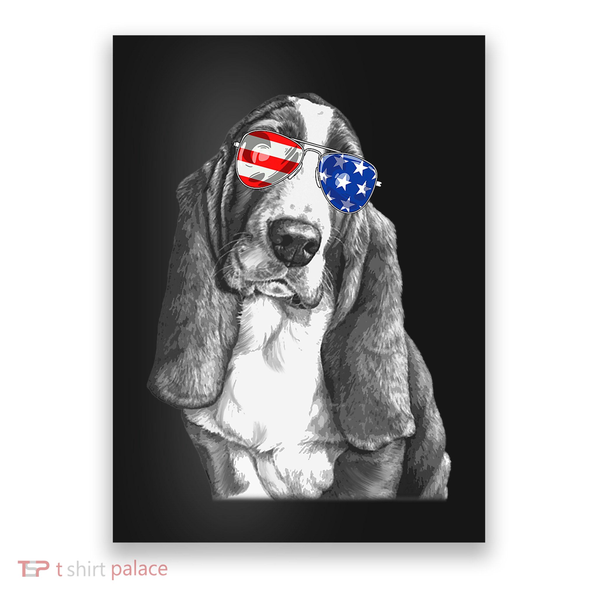 Basset Hound Dog Sunglasses Flag American 4th Of July Funny Poster