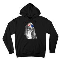 Basset Hound Dog Sunglasses Flag American 4th Of July Funny Tall Hoodie