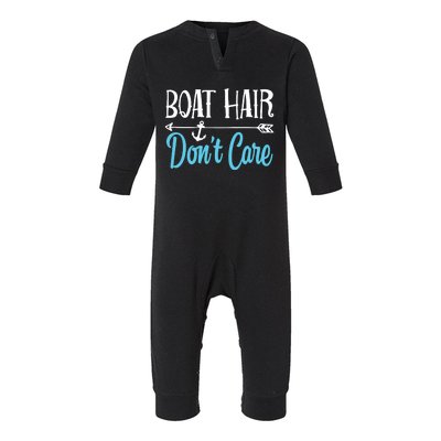 Boat Hair Don't Care Meaningful Gift Boating Sailing Lake Fishing Men Infant Fleece One Piece