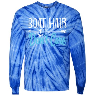 Boat Hair Don't Care Meaningful Gift Boating Sailing Lake Fishing Men Tie-Dye Long Sleeve Shirt