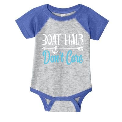 Boat Hair Don't Care Meaningful Gift Boating Sailing Lake Fishing Men Infant Baby Jersey Bodysuit