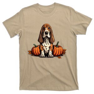 Basset Hound Dog Pumpkin Lazy Halloween Party Costume T-Shirt