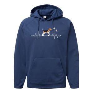 Beagle Heartbeat Dog Lover Funny Performance Fleece Hoodie