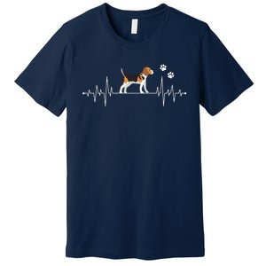 Beagle Heartbeat Dog Lover Funny Premium T-Shirt