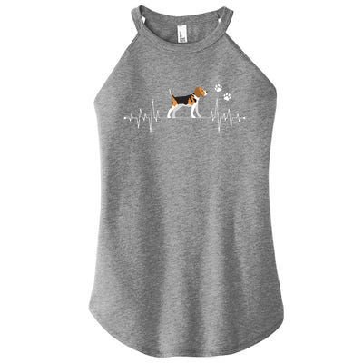 Beagle Heartbeat Dog Lover Funny Women’s Perfect Tri Rocker Tank