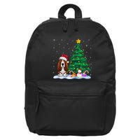 Basset Hound Dog Xmas Tree Lights Reindeer Hat Christmas 16 in Basic Backpack
