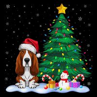 Basset Hound Dog Xmas Tree Lights Reindeer Hat Christmas 16 in Basic Backpack