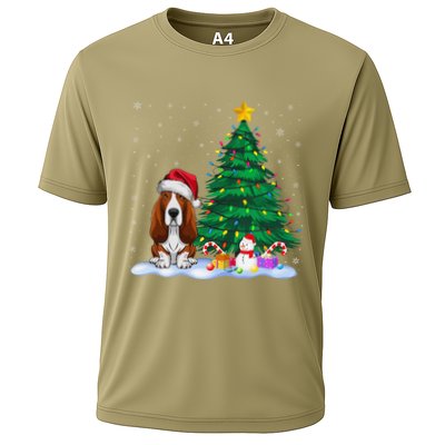 Basset Hound Dog Xmas Tree Lights Reindeer Hat Christmas Performance Shirt