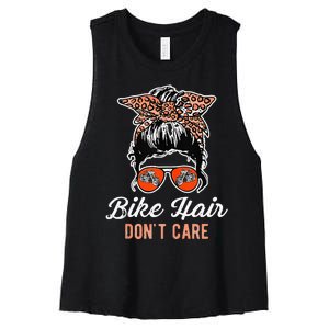 Bike Hair Dont Care Motorcycle Rider Biker Women's Racerback Cropped Tank