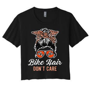 Bike Hair Dont Care Motorcycle Rider Biker Women's Crop Top Tee