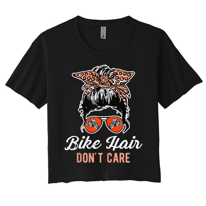 Bike Hair Dont Care Motorcycle Rider Biker Women's Crop Top Tee