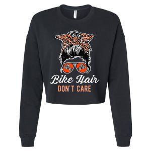 Bike Hair Dont Care Motorcycle Rider Biker Cropped Pullover Crew