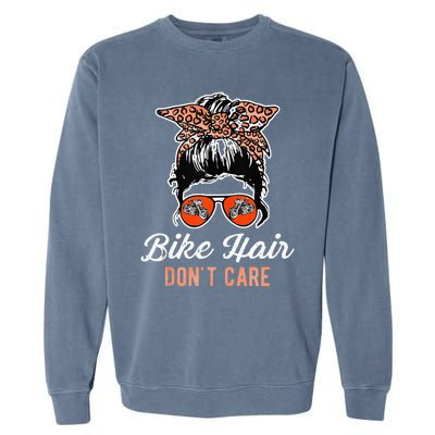 Bike Hair Dont Care Motorcycle Rider Biker Garment-Dyed Sweatshirt