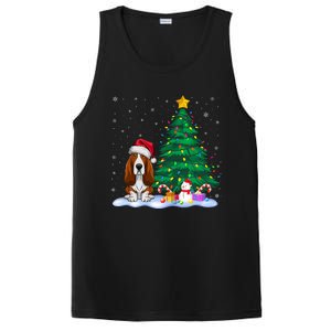 Basset Hound Dog Xmas Tree Lights Reindeer Hat Christmas PosiCharge Competitor Tank