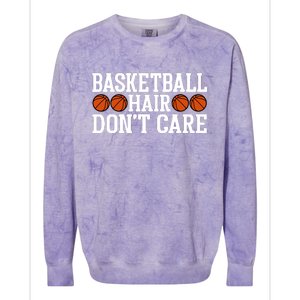 Basketball Hair Don't Care Gift For Basketball Fan Sport Team Colorblast Crewneck Sweatshirt