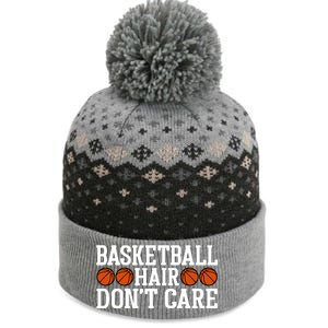 Basketball Hair Don't Care Gift For Basketball Fan Sport Team The Baniff Cuffed Pom Beanie