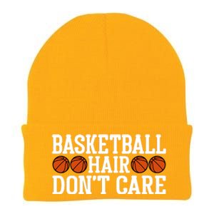 Basketball Hair Don't Care Gift For Basketball Fan Sport Team Knit Cap Winter Beanie