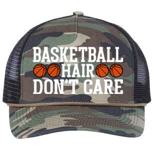 Basketball Hair Don't Care Gift For Basketball Fan Sport Team Retro Rope Trucker Hat Cap