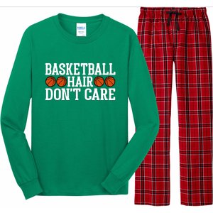 Basketball Hair Don't Care Gift For Basketball Fan Sport Team Long Sleeve Pajama Set