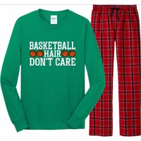 Basketball Hair Don't Care Gift For Basketball Fan Sport Team Long Sleeve Pajama Set