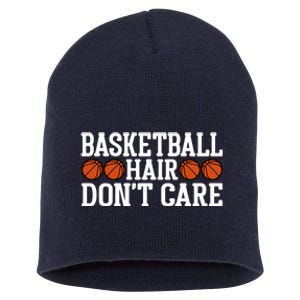 Basketball Hair Don't Care Gift For Basketball Fan Sport Team Short Acrylic Beanie