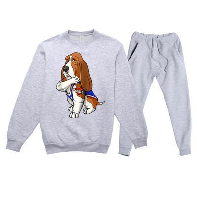 Basset Hound Dog Love Mom Puppy Owner Premium Crewneck Sweatsuit Set