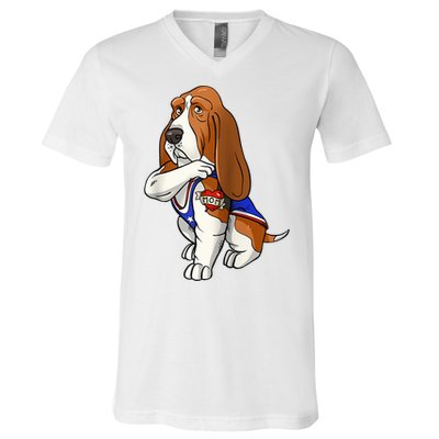 Basset Hound Dog Love Mom Puppy Owner V-Neck T-Shirt