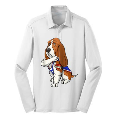 Basset Hound Dog Love Mom Puppy Owner Silk Touch Performance Long Sleeve Polo