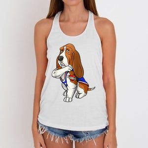 Basset Hound Dog Love Mom Puppy Owner Women's Knotted Racerback Tank