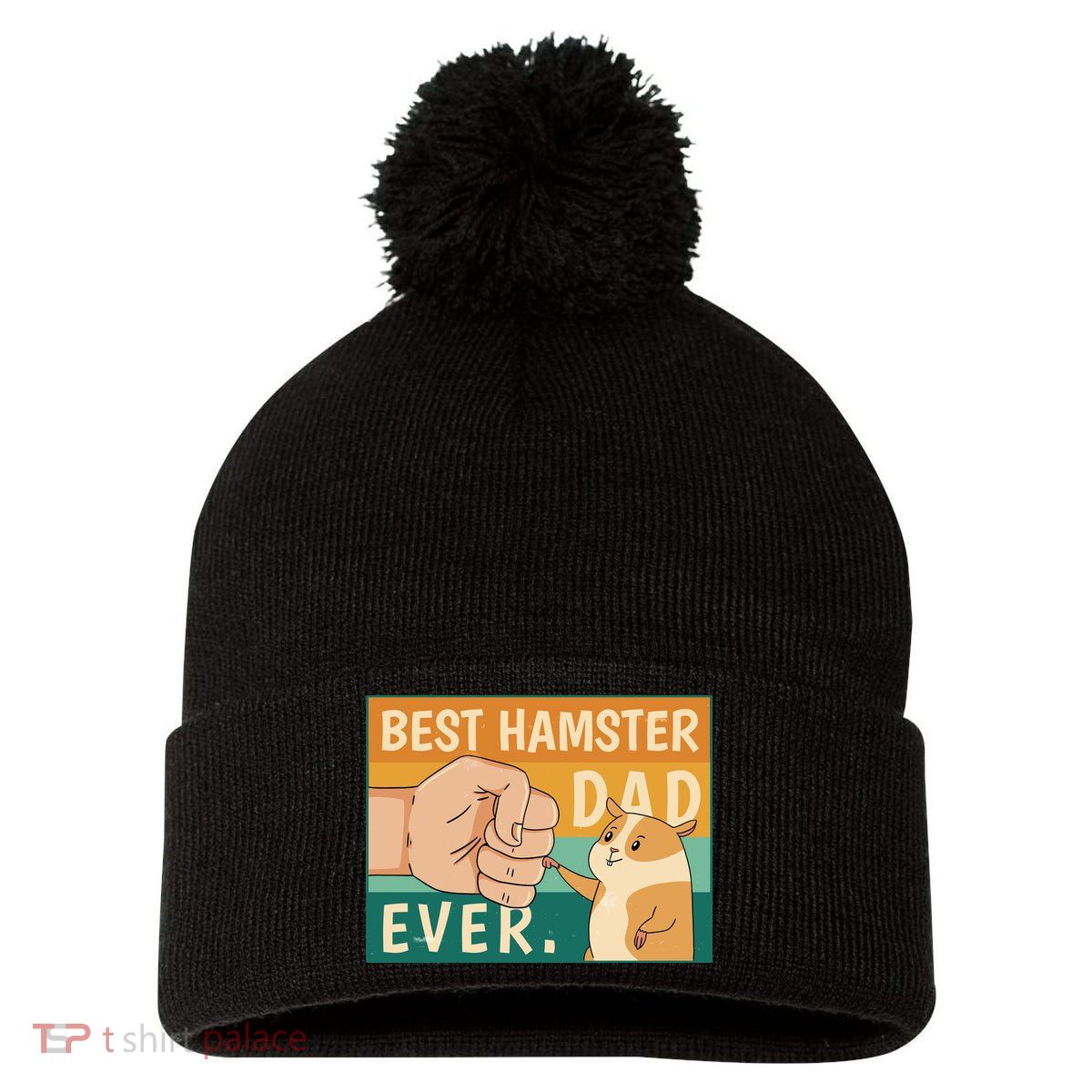Best Hamster Dad Ever Retro Pom Pom 12in Knit Beanie