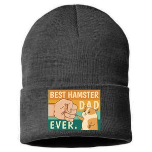 Best Hamster Dad Ever Retro Sustainable Knit Beanie