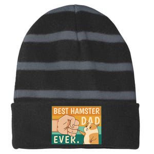 Best Hamster Dad Ever Retro Striped Beanie with Solid Band